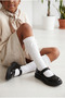Girl's Ribbon Bow Knee Socks White - 4