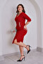 Double-Breasted Collar Evening Dress with Stone Details - 2