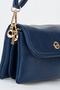 Women's Lilya Navy Blue 2-Compartment Covered Small Size Zipper and Snap Closure Handbag and Shoulder Bag - 3
