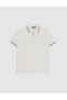 Ecru Slim Fit 100% Cotton Zippered Polo Collar T-Shirt 50327873-Vr019 - 6