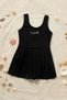 Girl's Black Pleated Skirted Sports Dress Swimsuit - 6