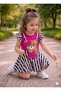 Girl's Teddy Bear Detailed Salopet Dress T-Shirt Set
