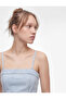 A-Line Square Neck Sleeveless Mini Denim Dress with Rope Straps - 2