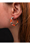 Bym183 Neon Orange Enameled Evil Eye Patterned Hoop Earrings Women's Steel Gold Model - 2