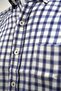 Plaid Pattern Navy Blue Cotton Pocketed Long Sleeve Premium Men's Shirt - 5