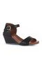Black Leather Women's Wedge Heeled Sandals 01Wj1503 - 2
