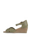 Khaki Leather Women's Wedge Heeled Sandals 01Ws11102 - 4