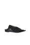 Black Leather Women's Flat Slippers 01Wu7602 - 3