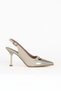 Beige Leather-Gold Snake Women's Heeled Shoes 33Wg7588