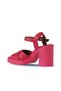 Fuchsia Leather Women's Heeled Sandals 01Wy12301 - 5