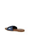 Navy Blue Shiny Leather Women's Flat Slippers 01Wu4233 - 4