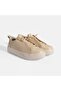 Women's Beige Lace-Up Leather Casual Shoes