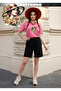 Unisex Casual Short Sleeve Set with Black Drinks Print Outdoor Spring/Summer Fullshorts
