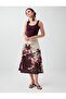 Stone Linen Blend Loose Cut Patterned Midi Skirt - 2