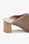 Mink Genuine Leather Perforated Women's Pointed Toe Heeled Slippers - 7