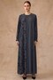 Pattern and Stone Detailed Cupra Silk Large Size Robe Black 6857 - 2