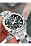 Functional Silver-Green Color Sapphire Glass Steel Band Steel Case Men's Wristwatch 1253Mr - 3