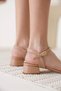Thick Heeled Stone Women's Nude Sandals Tr20My12D - 7
