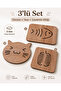 3-Piece Wooden Pot Pan Teapot Saucer Trivet Set - 2