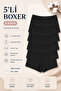 Women's Boxer Panties 5 Pack Black - 5