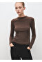 High collar rib sweater