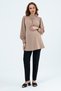 Pregnant Jessica Fabric Blouse, Collar Zipper, Sleeves with Button Detail (Mink) - 5