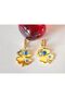 Evil Eye Bead Detailed Number Section Steel Clover Earrings