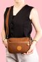 Women's Cross Strap Three-Compartment Zippered Crinkle Daily Shoulder Bag Brown-Grey Set of 2 - 3