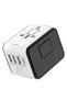 Universal Travel Adapter with 3 USB + Type-C, AC Plug for EU UK AU US, White