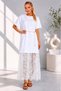 Women's Crew Neck Dress with Lace Skirt Oversized Combed Cotton Dress 26032 - 3