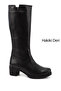 Women's Black Zippered Thick Heeled Genuine Leather Boots