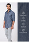 The Graphite Line Dark Grey Striped Cotton Shirt Slim Fit - 3
