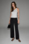 Velutto Women's Soft Textured Woven Fabric High Waist Black Trousers - 2