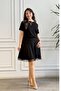 Dress with Lace Detailing on the Shoulders and Hem
