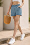 - Women's Summer Thin Fabric Elastic Waist Loose Cut Shorts-C632-Ice Blue - 8