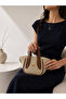 Burgundy Straw Textured Handbag with Crossbody Strap for Women - 3