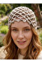 Sequin Beige Color Mesh Knitted Bandana – Stylish Bohemian Summer Beanie