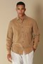 Watt Men's Velvet Sports Shirt - Comfort Slim Fit, Camel Hair Detail