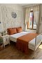 İnci 3-Piece Vintage Ruffled Tile - Cinnamon Color Double Bed Runner Set - 3