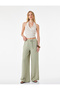 Flat Wide-Legged Pants with Belted Waist and Pockets - 2
