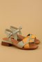 Women's Genuine Leather Short Heeled Daily Sandals Iz.23106 Khaki - Yellow - 2