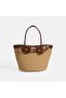 Women's Brown Floral Detailed Straw Shoulder Bag - 2