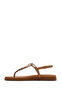 Women's Tan Buckle Flip-Flop Leather Sandals 26Sfd201018 - 3