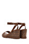 Women's Brown Ankle Buckle Wedge Heeled Straw Sandals 26Sfe4814M7 - 7