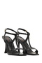 Women's Black Ankle Buckle High Thin Heeled Patent Leather Sandals 26Sfd160616 - 2