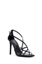 Women's Black Ankle Buckle Thin Heeled Evening Dress Shoes Metallic Genuine Leather Sandals 25Sfd161232 - 7