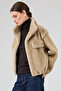 Cortina Women's Beige Short Teddy Coat 25Wgp5312Fx - 4