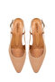 Women's Beige Open Back Short Thick Heeled Leather Ballerinas 26Pfd160918 - 4