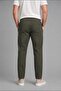 Linen Blend Elastic Lace-Up Waist Regular Fit Green Trousers H8853Ax26Sm - 3