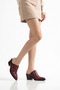 Burgundy Matte Leather Suede Studded Detail Closed Front Open Back Heeled Western Cowboy Mules Slippers - 6
